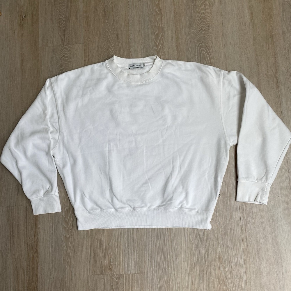 Araminta James Womens Merci Graphic Size Large Sweatshirt White Crewneck Fleece